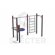 STECTER Уличный комплекс из стойки для пресса, качели Гнездо, шведской стенки и турника Мультихват